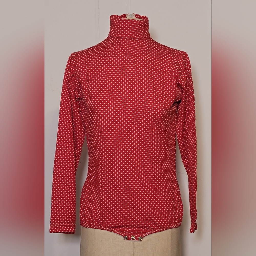 Red and white vintage polka dot bodysuit.